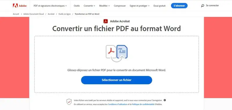 Transformer PDF en Word avec Adobe Acrobat en ligne Transformer PDF en Word avec Adobe Acrobat en ligne